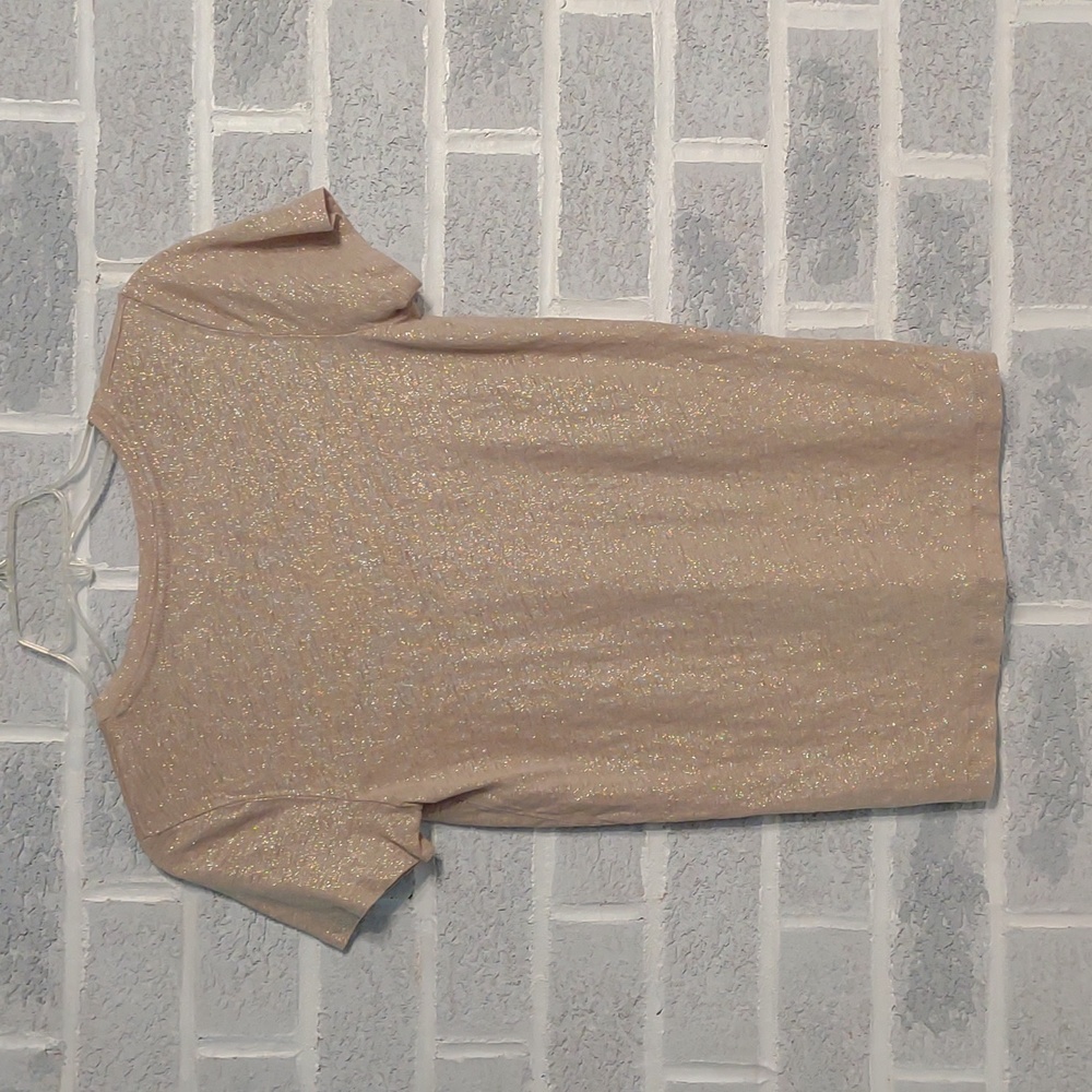J. Crew 100% Linen Women's Gold Metallic V-Neck Lightweight Tee Shirt Size XS - Picture 2 of 13